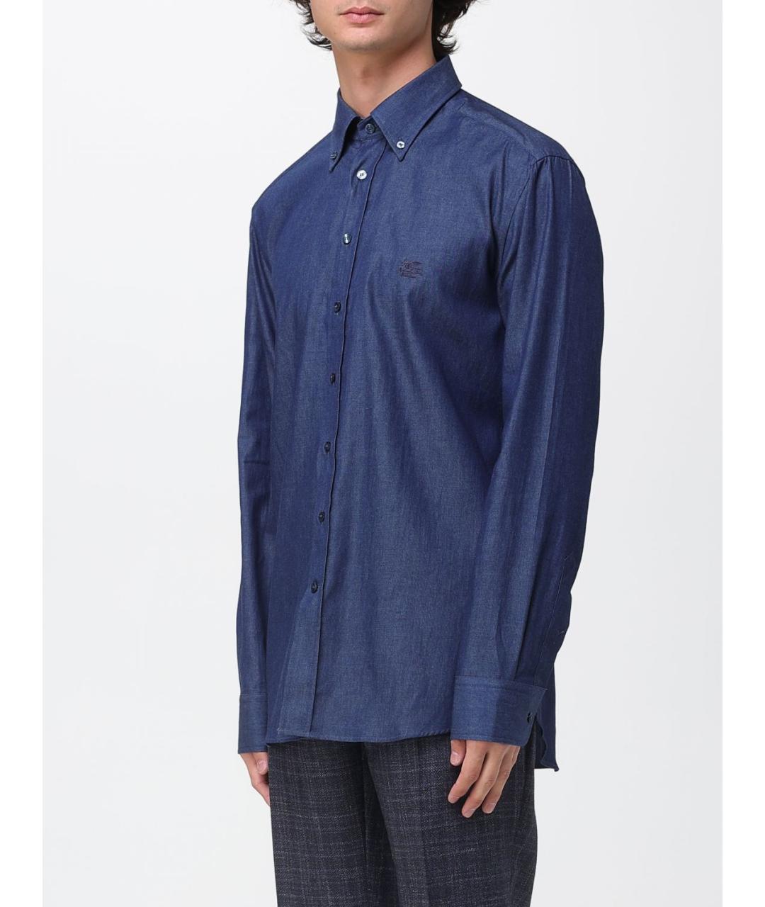 ETRO Синяя хлопковая кэжуал рубашка, фото 3