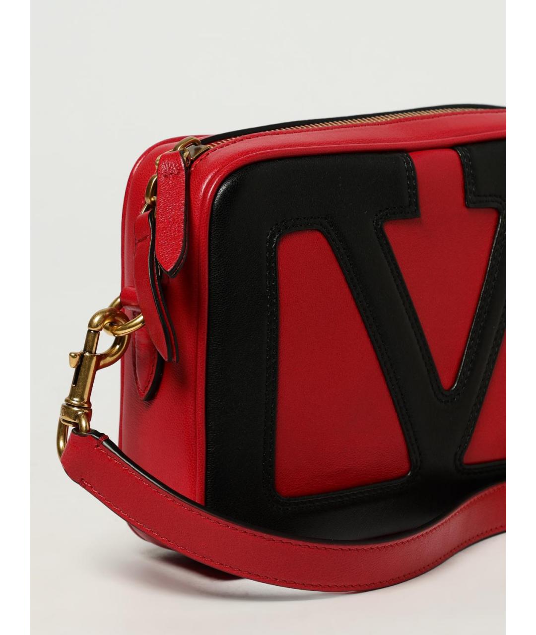 VALENTINO Красная кожаная сумка через плечо, фото 4