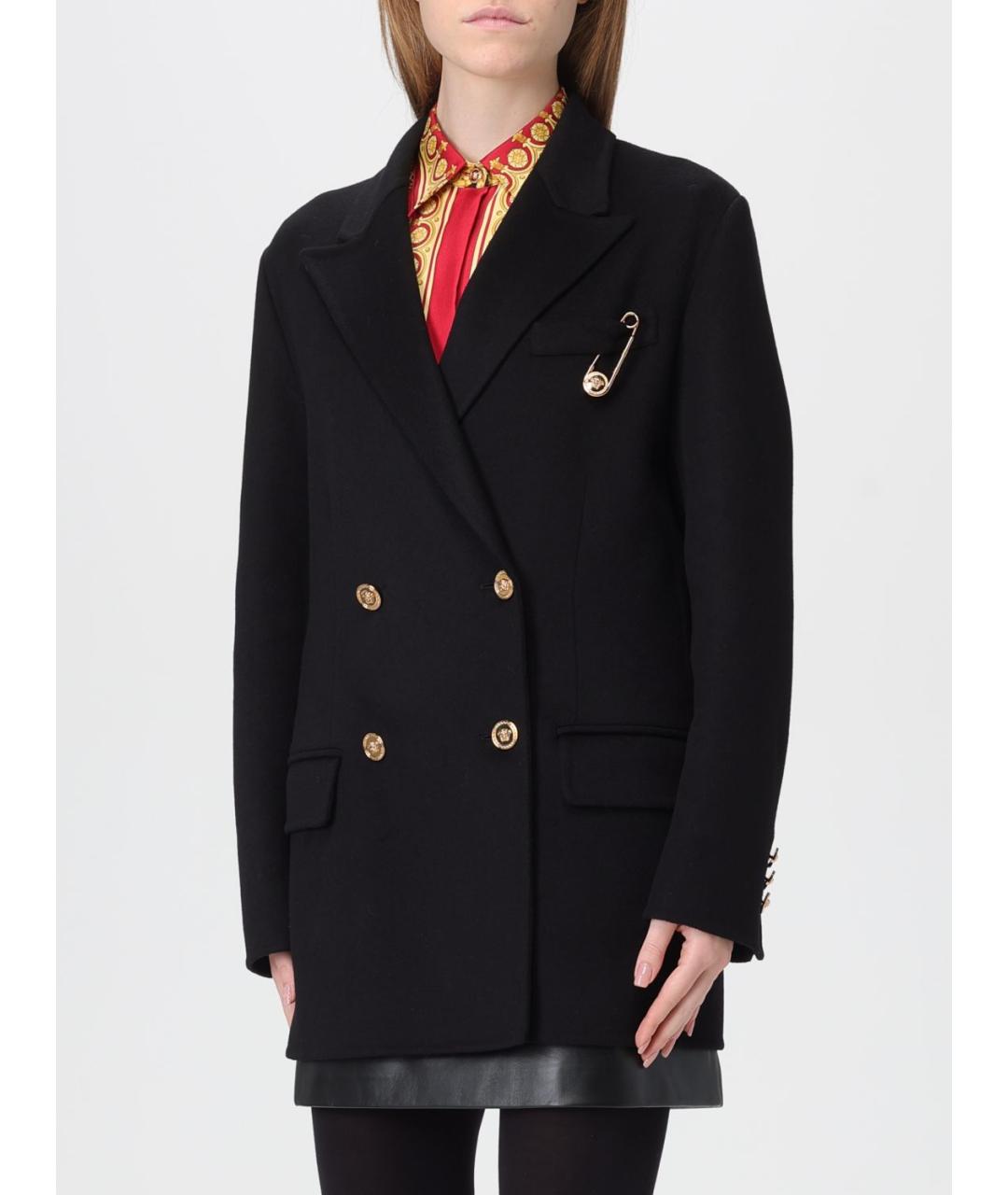VERSACE Черное шерстяное пальто, фото 5