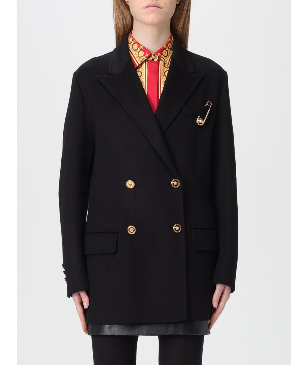 VERSACE Черное шерстяное пальто, фото 2