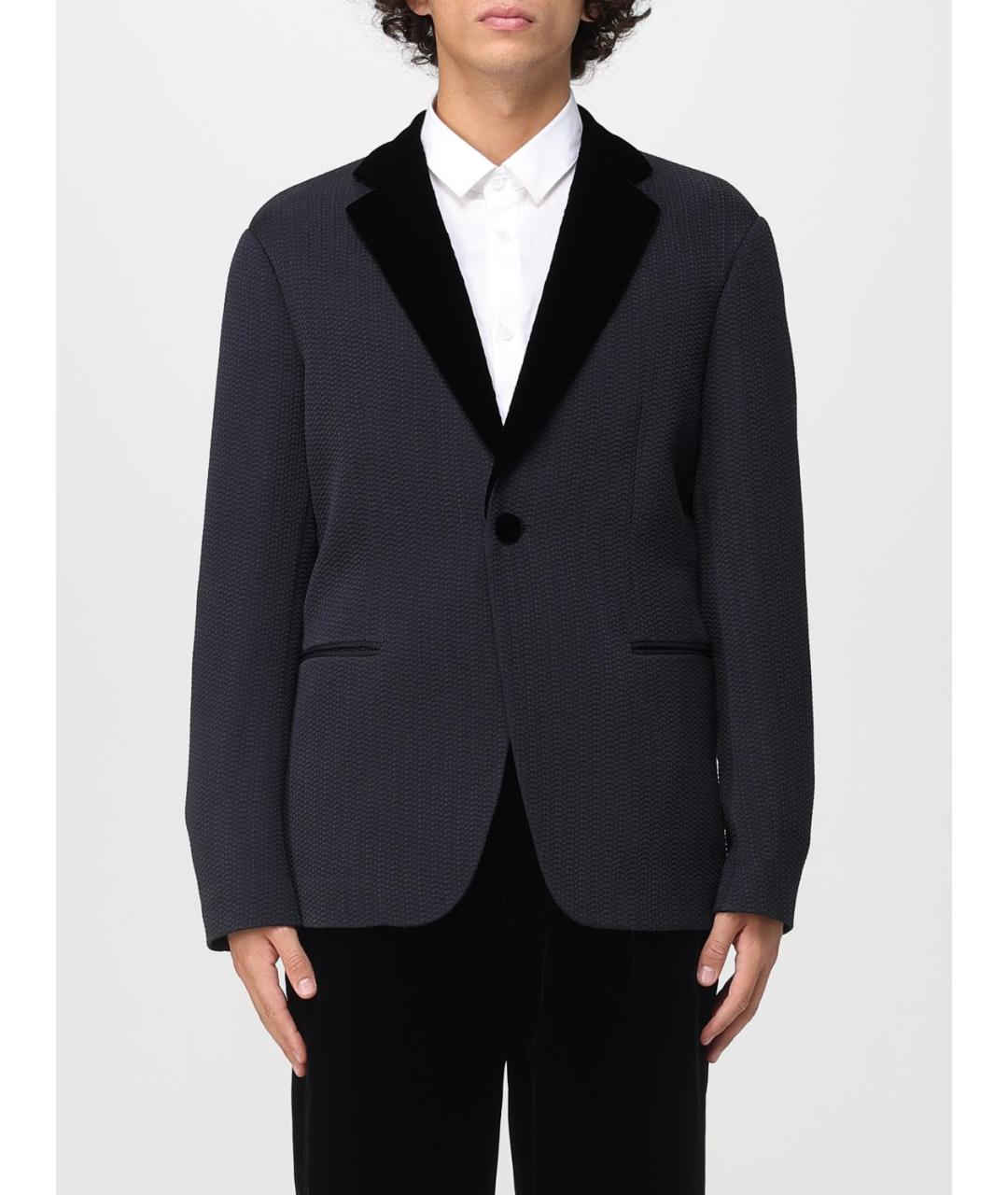 GIORGIO ARMANI Темно-синий шелковый пиджак, фото 6