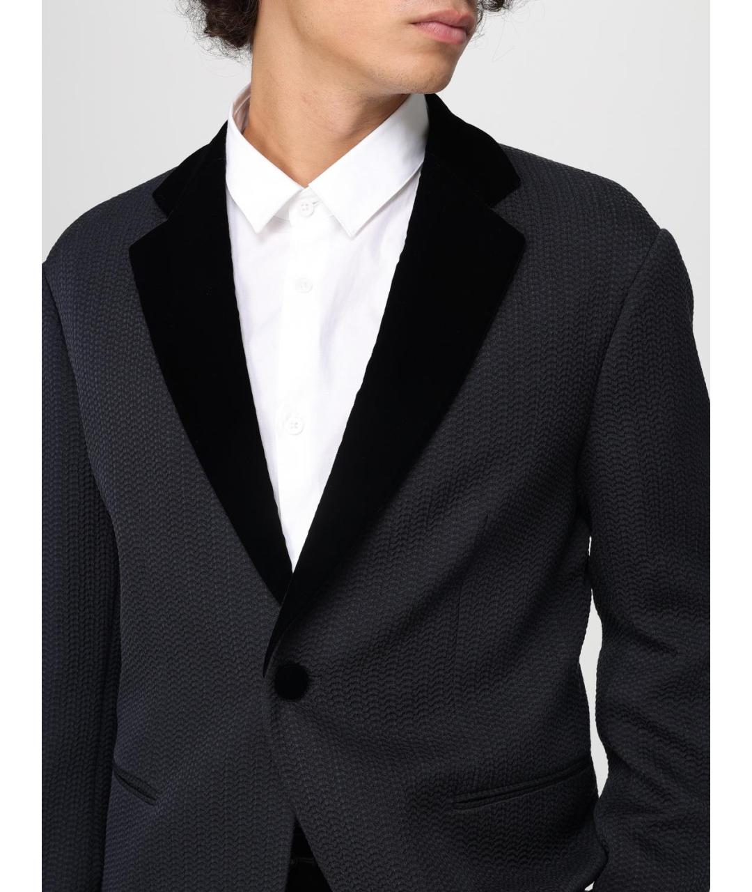 GIORGIO ARMANI Темно-синий шелковый пиджак, фото 5