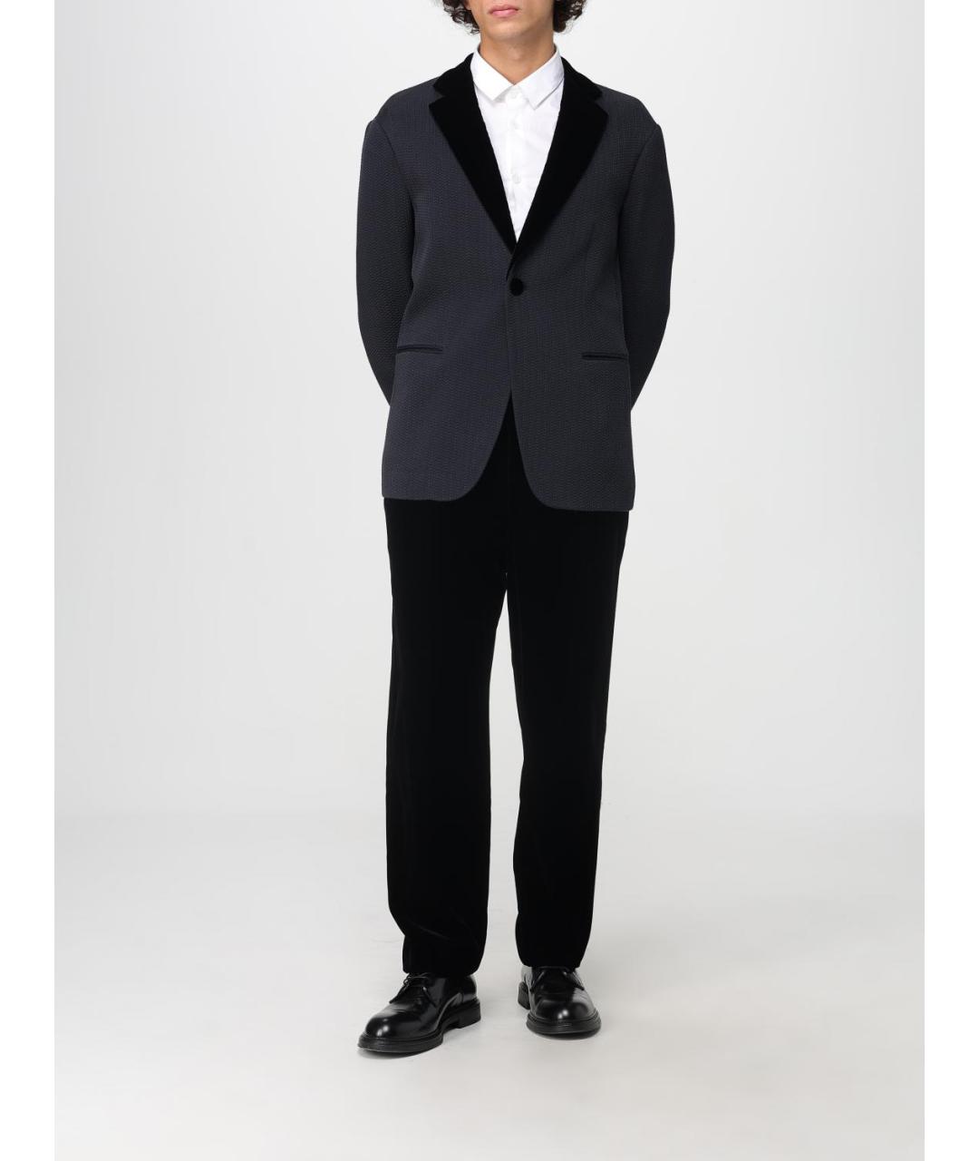 GIORGIO ARMANI Темно-синий шелковый пиджак, фото 2