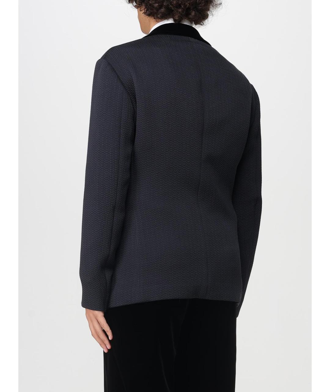GIORGIO ARMANI Темно-синий шелковый пиджак, фото 3