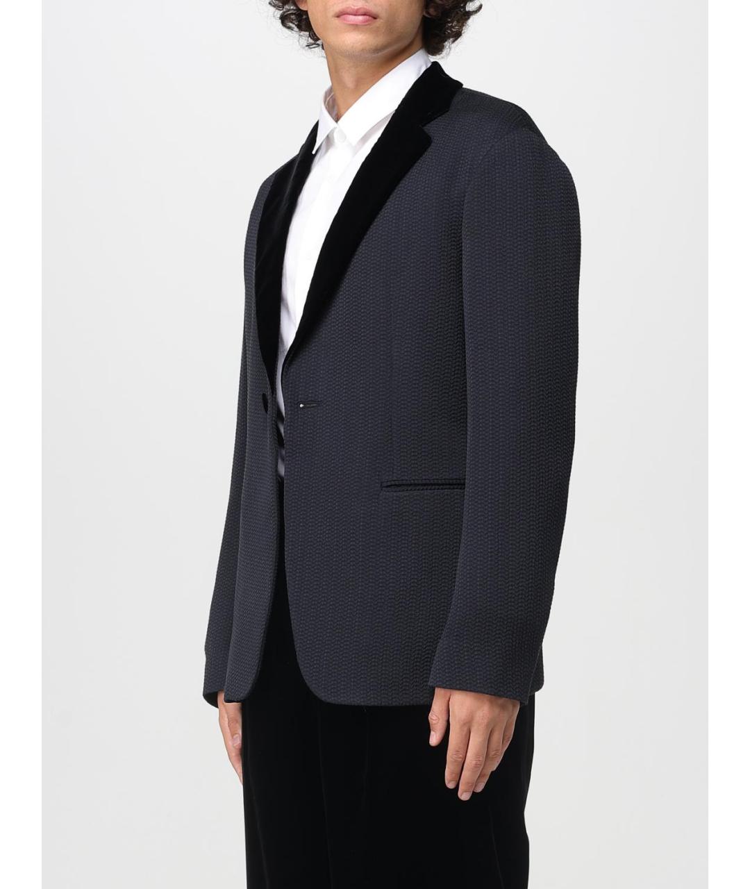 GIORGIO ARMANI Темно-синий шелковый пиджак, фото 4