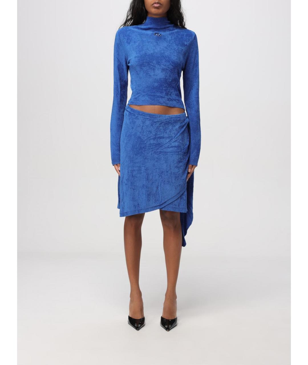 DIESEL Синее полиэстеровое коктейльное платье, фото 4