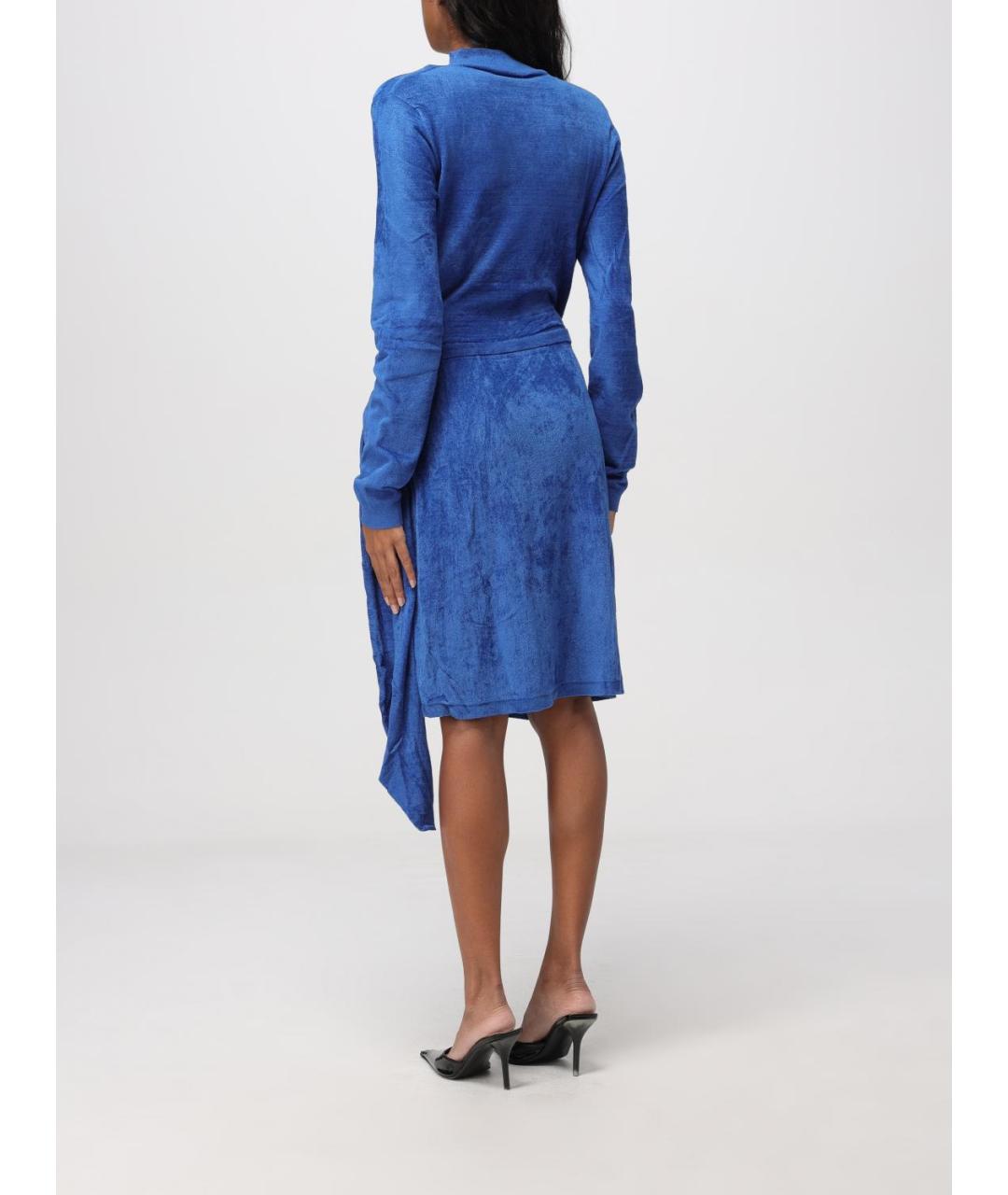 DIESEL Синее полиэстеровое коктейльное платье, фото 2