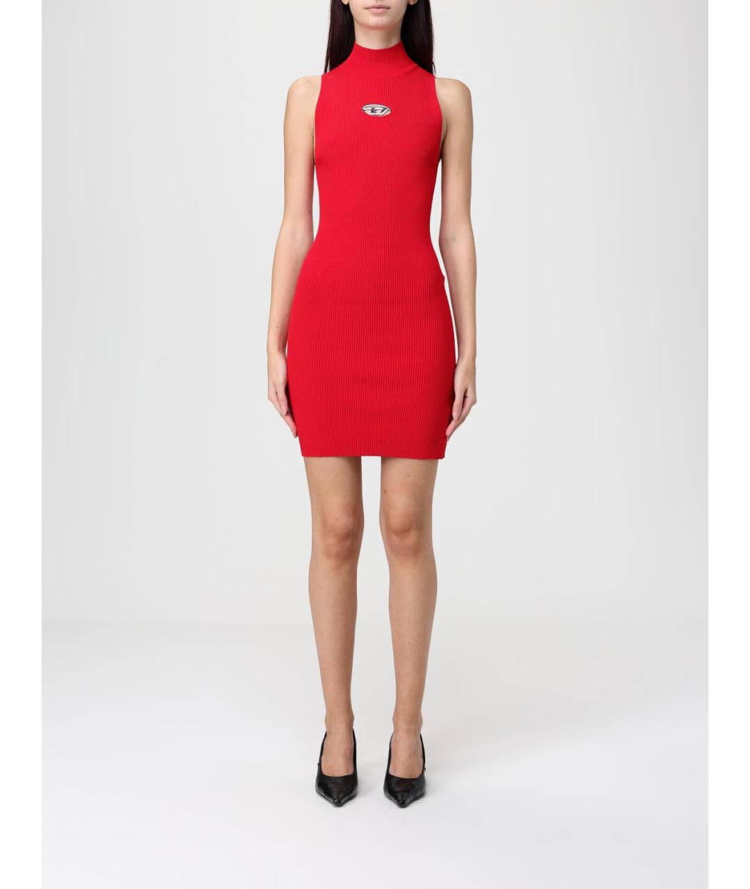 DIESEL Красное вискозное повседневное платье, фото 2