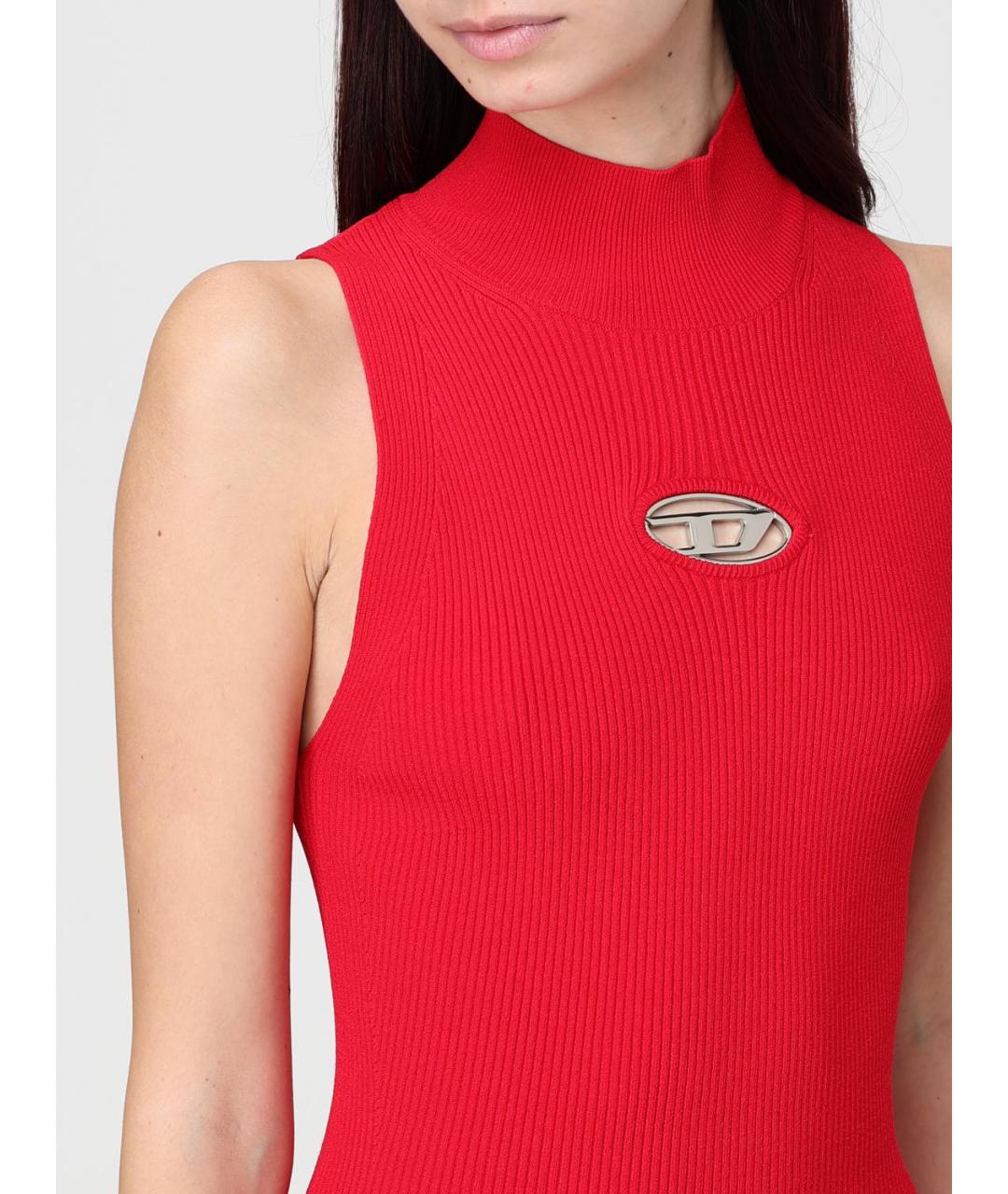 DIESEL Красное вискозное повседневное платье, фото 4