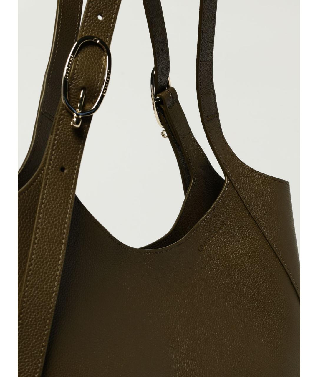 LONGCHAMP Зеленая кожаная сумка тоут, фото 3