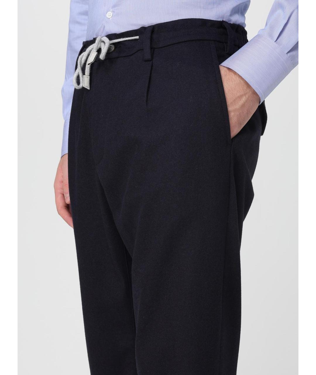ELEVENTY Синие шерстяные повседневные брюки, фото 3