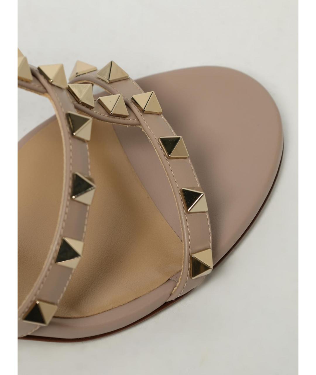 VALENTINO Бежевые кожаные мюли, фото 4