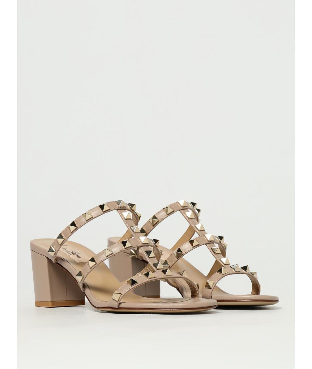 VALENTINO Бежевые кожаные мюли, фото 2