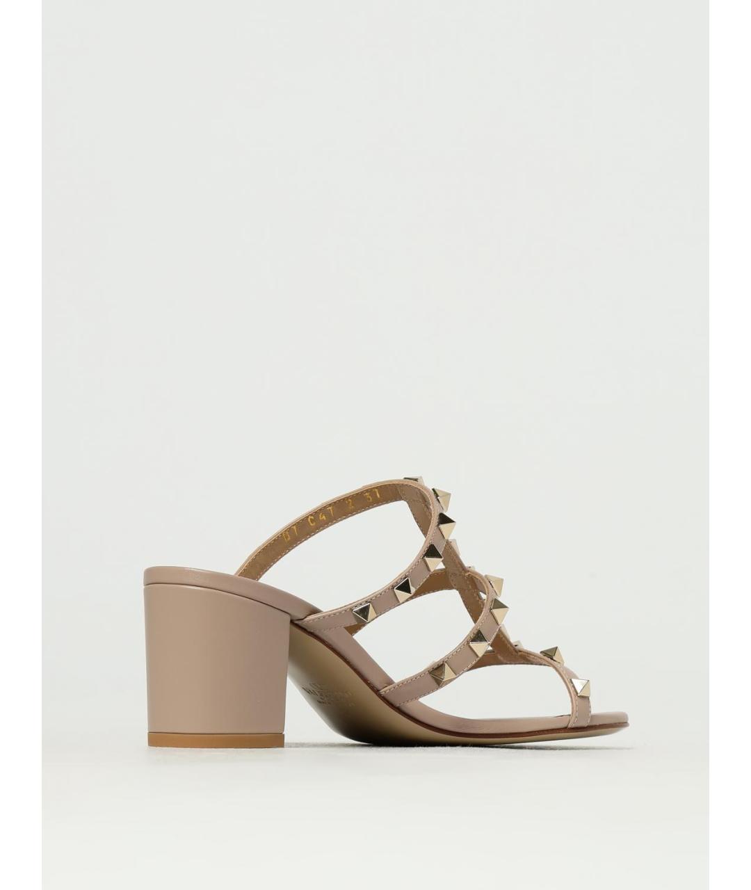 VALENTINO Бежевые кожаные мюли, фото 3