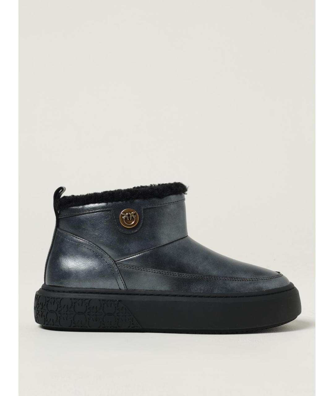 PINKO Черные кожаные полусапоги, фото 4