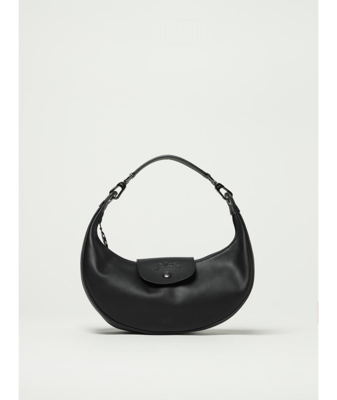 LONGCHAMP Черная кожаная сумка через плечо, фото 4