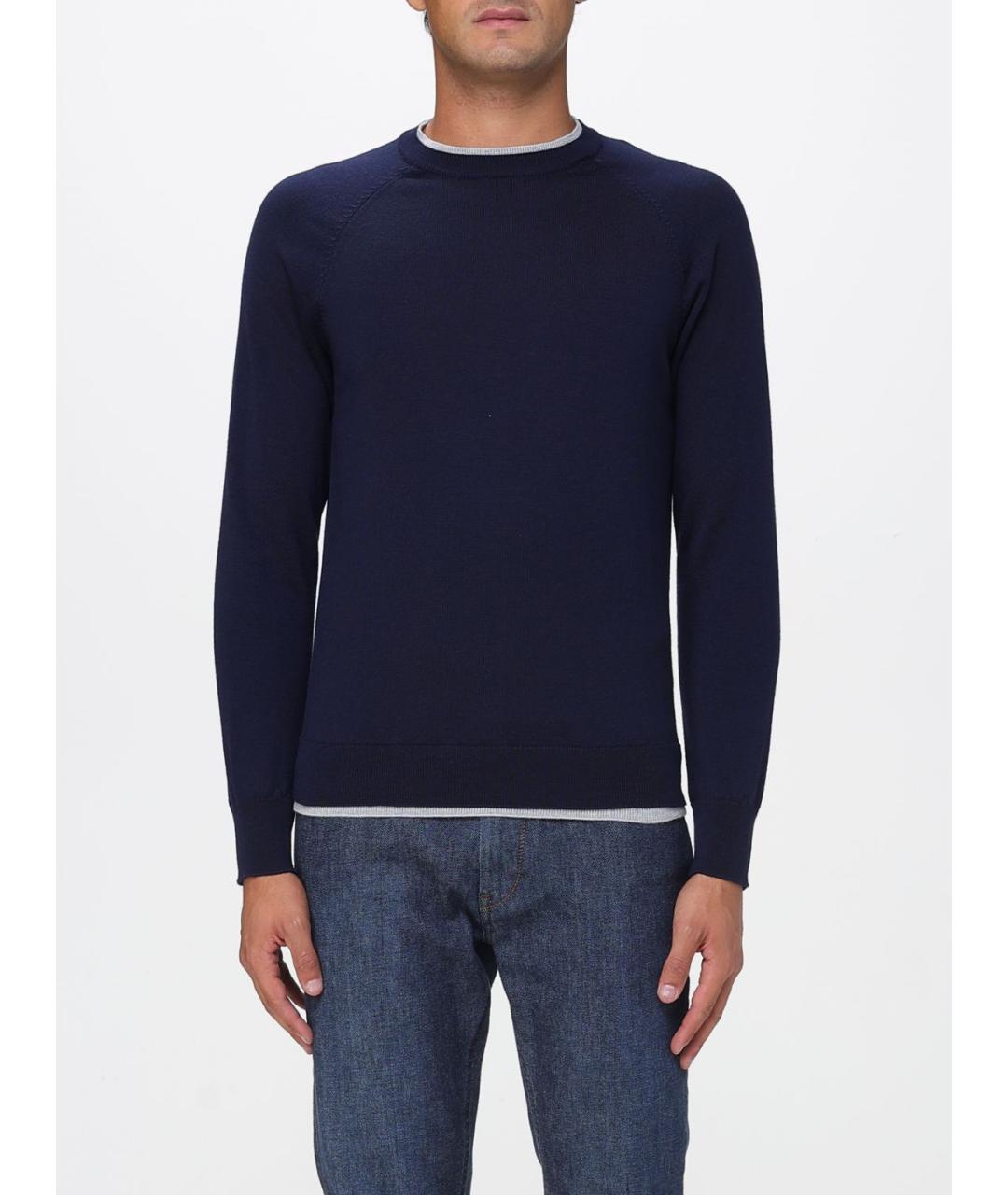 ELEVENTY Синий шерстяной джемпер / свитер, фото 4