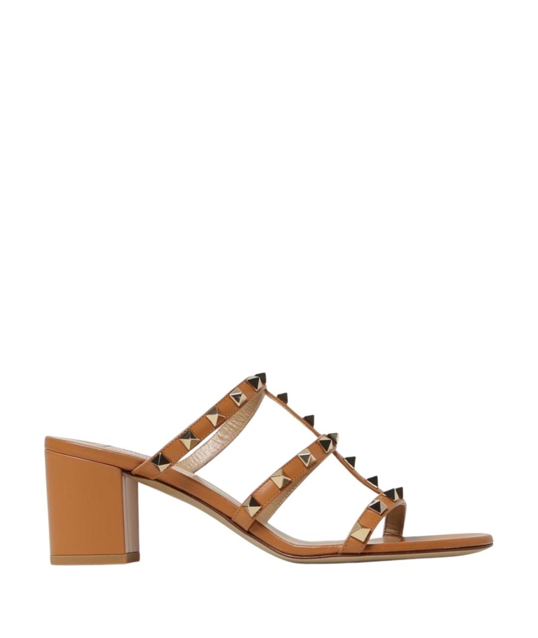 VALENTINO Коричневые кожаные мюли, фото 1