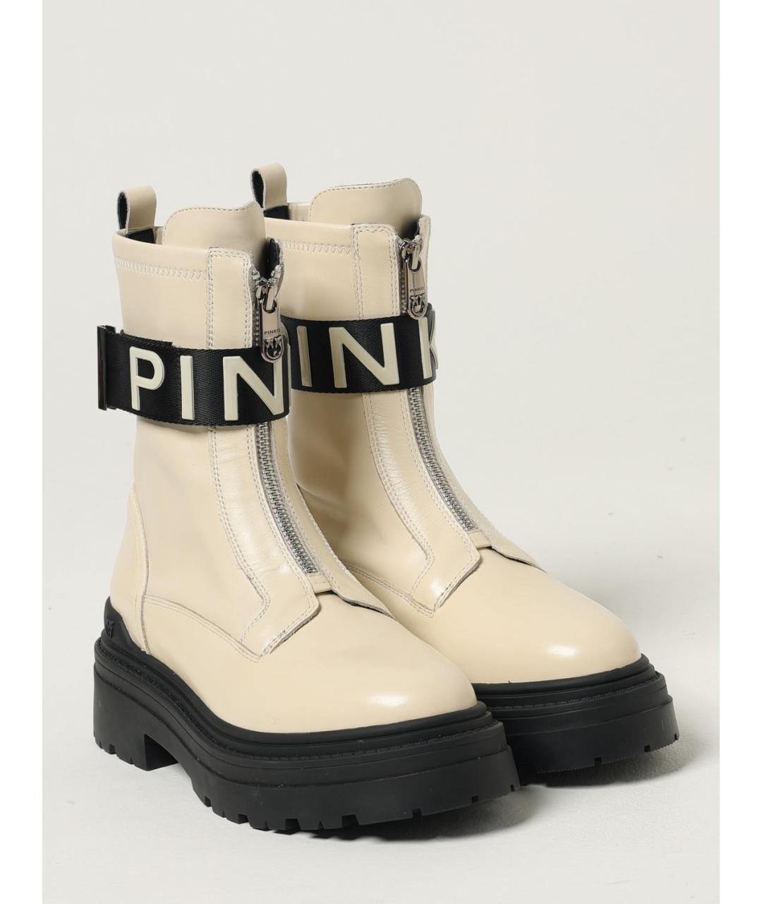 PINKO Бежевые кожаные ботинки, фото 2