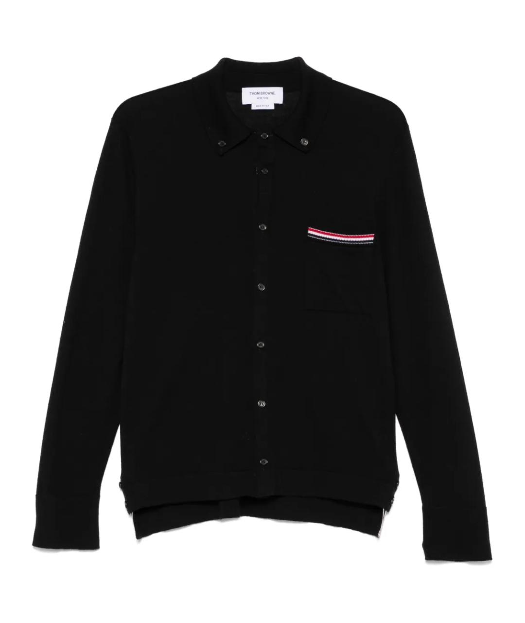 THOM BROWNE Черный шерстяной кардиган, фото 1