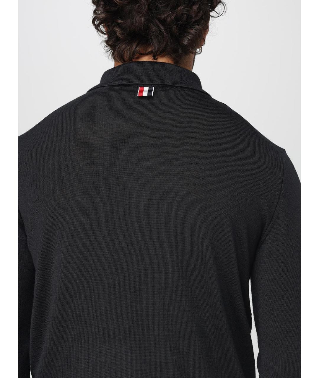 THOM BROWNE Черный шерстяной кардиган, фото 6