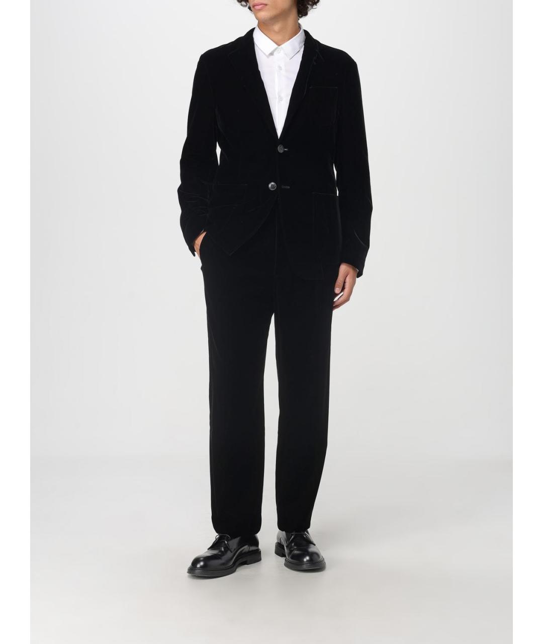 GIORGIO ARMANI Черные хлопковые классические брюки, фото 2