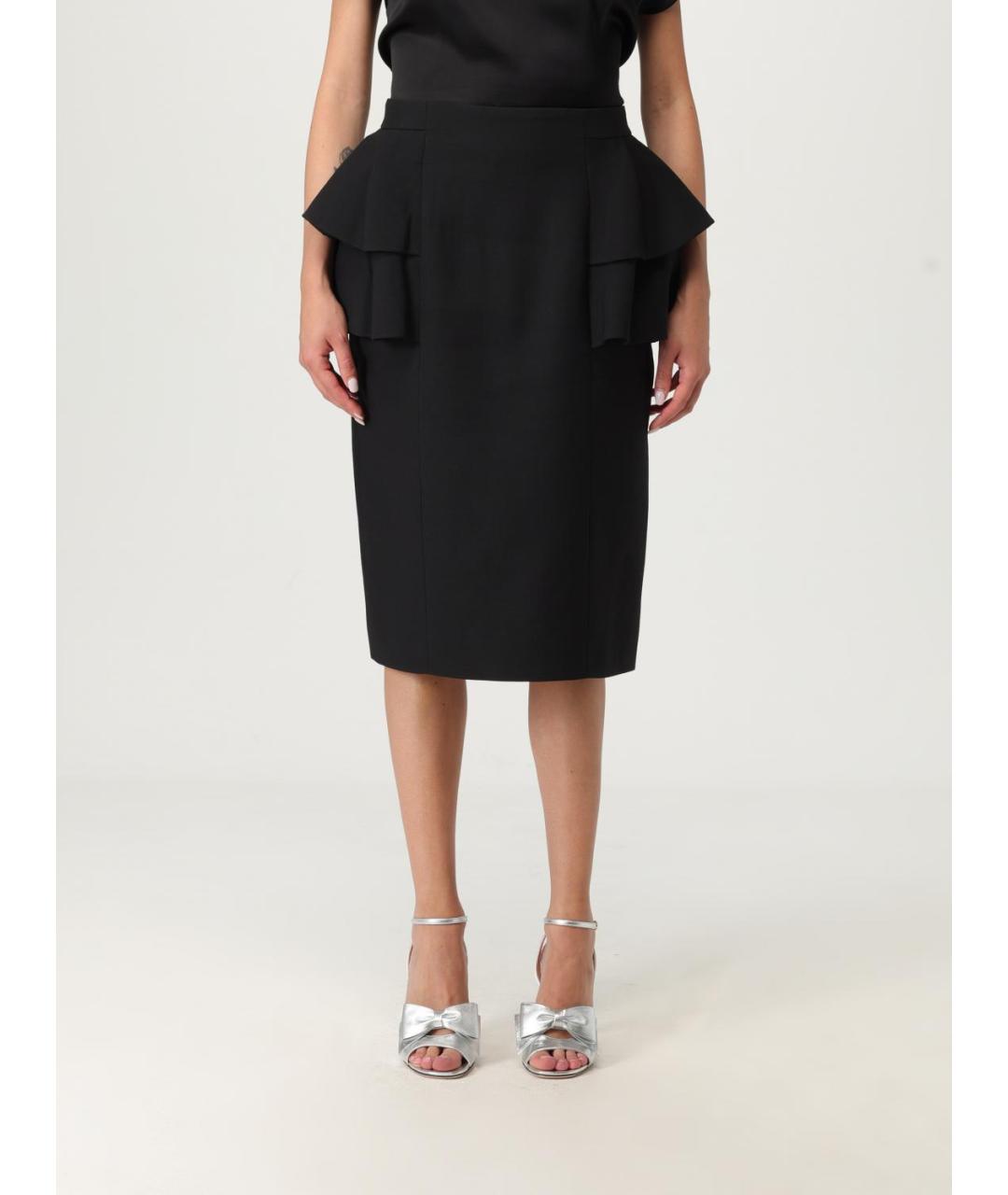 VALENTINO Черная шерстяная юбка миди, фото 5