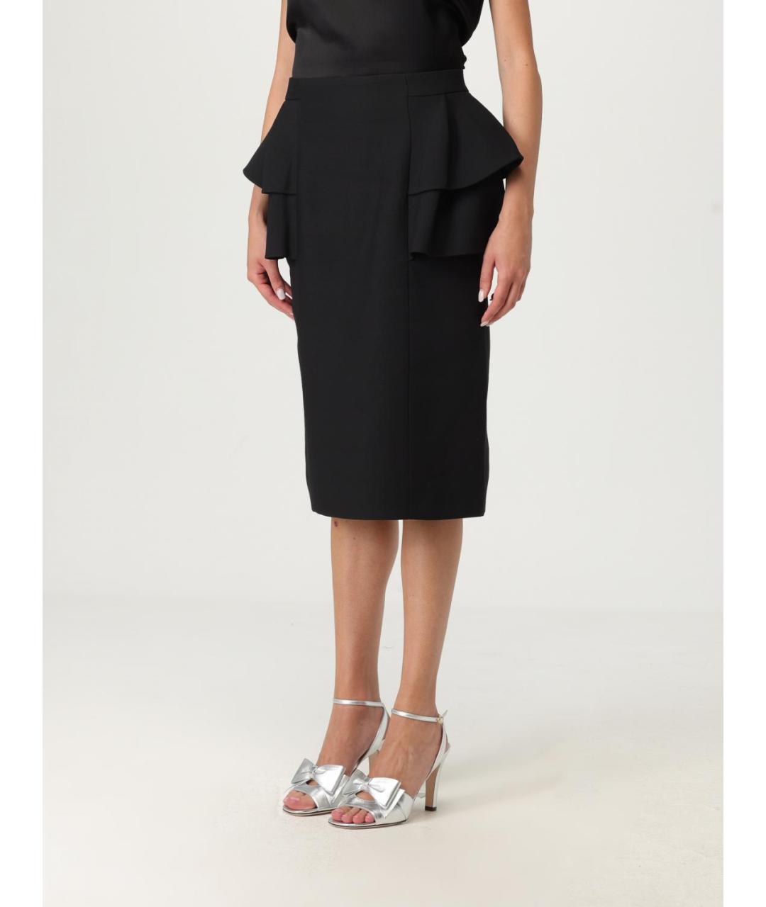 VALENTINO Черная шерстяная юбка миди, фото 3