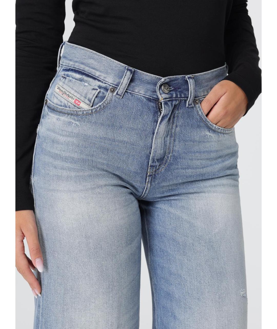 DIESEL Голубые хлопко-лиоцелловые прямые джинсы, фото 5