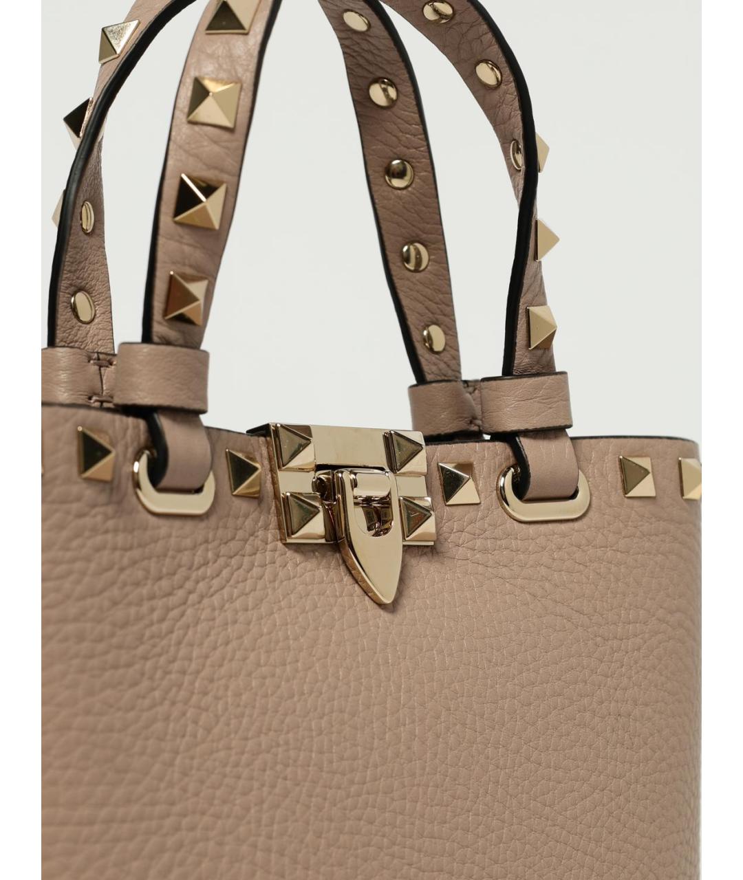 VALENTINO Бежевая кожаная сумка тоут, фото 4