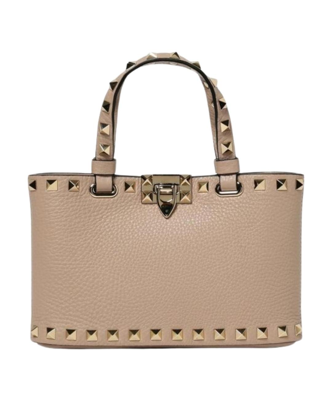VALENTINO Бежевая кожаная сумка тоут, фото 1