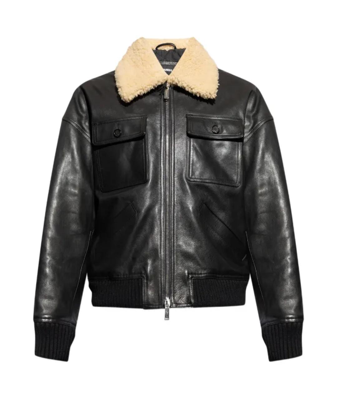 DSQUARED2 Черная кожаная куртка, фото 1