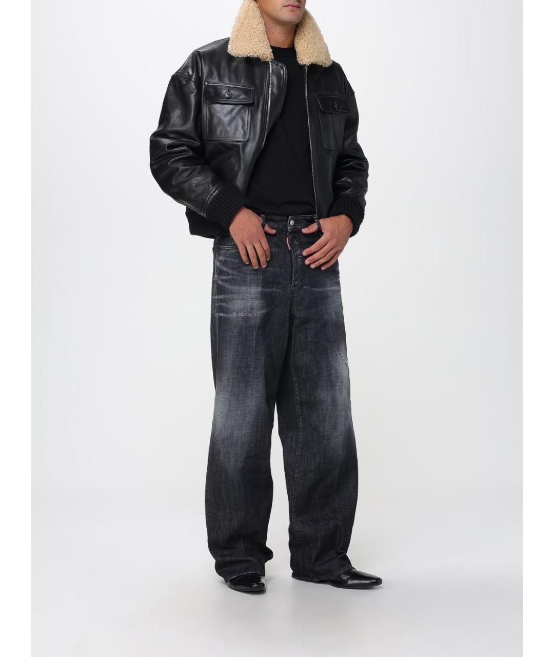 DSQUARED2 Черная кожаная куртка, фото 3