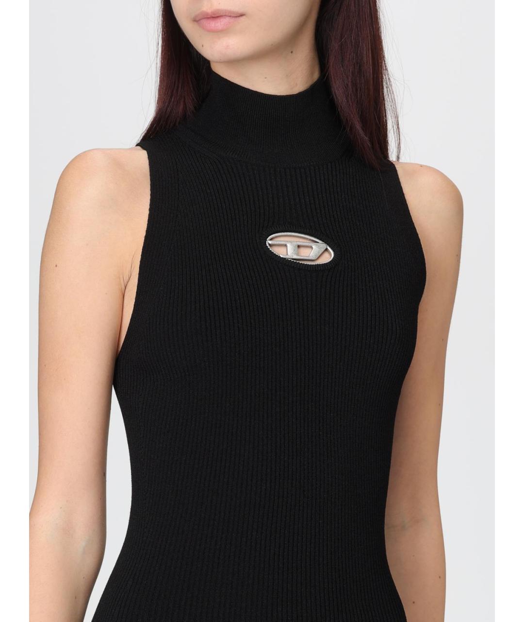 DIESEL Черное вискозное повседневное платье, фото 3