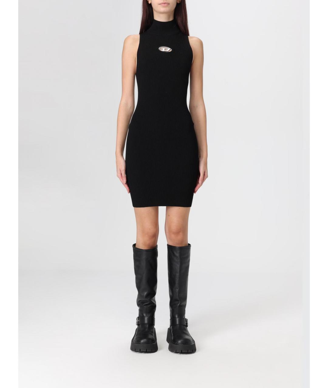 DIESEL Черное вискозное повседневное платье, фото 4