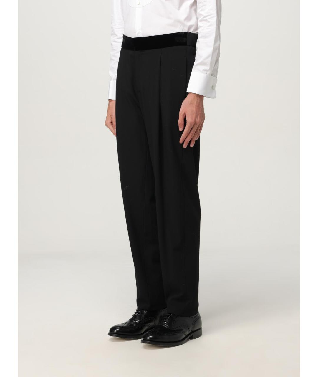 GIORGIO ARMANI Черные шерстяные повседневные брюки, фото 3