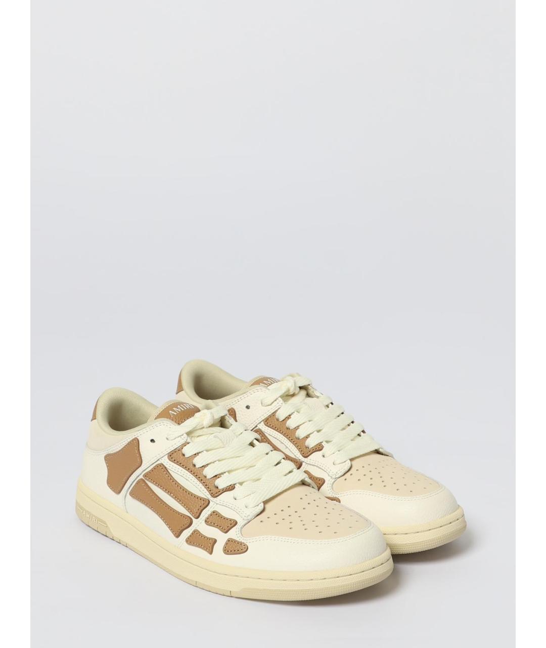 AMIRI Бежевые кожаные низкие кроссовки / кеды, фото 2