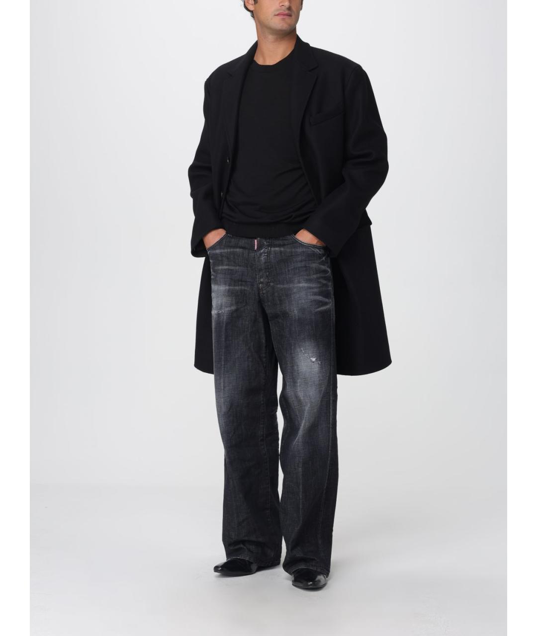 DSQUARED2 Черные хлопко-эластановые прямые джинсы, фото 2