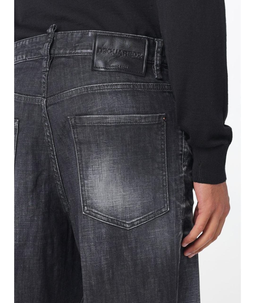 DSQUARED2 Черные хлопко-эластановые прямые джинсы, фото 4