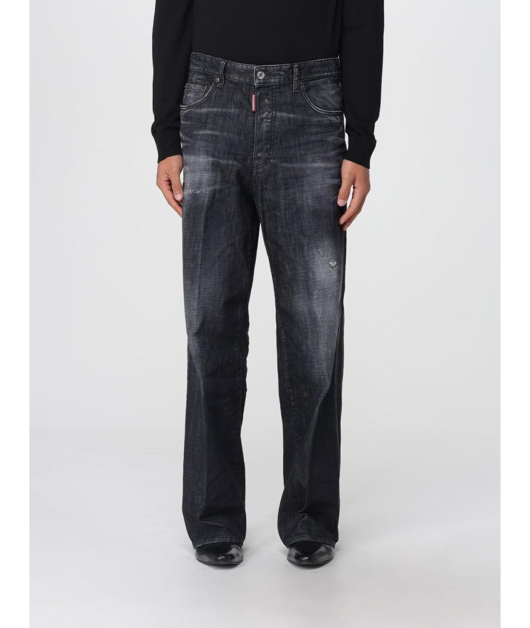 DSQUARED2 Черные хлопко-эластановые прямые джинсы, фото 5