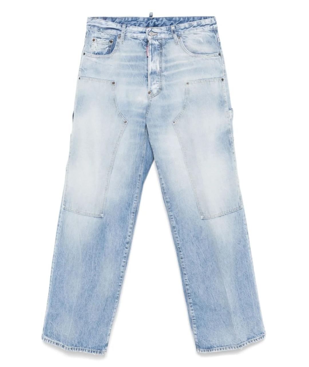 DSQUARED2 Голубые хлопковые прямые джинсы, фото 1