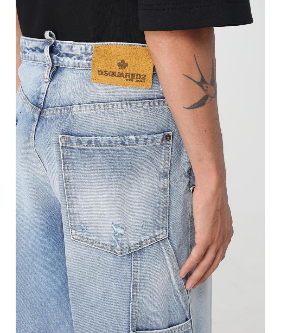 DSQUARED2 Голубые хлопковые прямые джинсы, фото 5