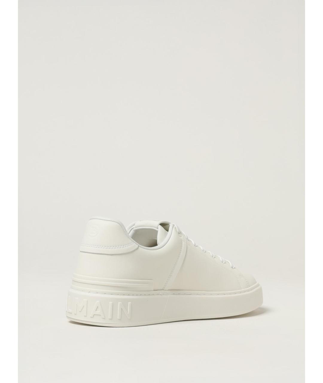 BALMAIN Белые кожаные низкие кроссовки / кеды, фото 3