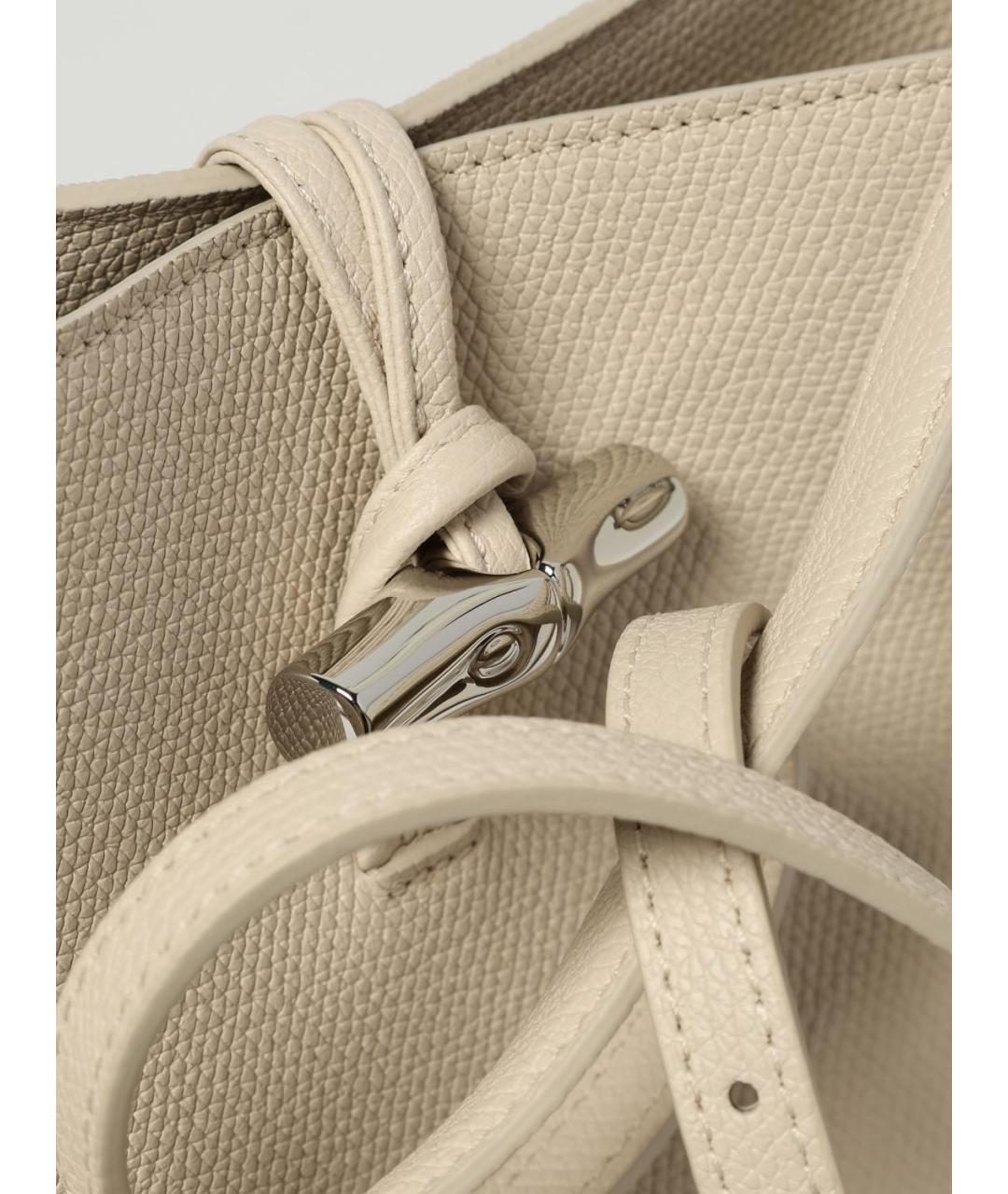 LONGCHAMP Бежевая кожаная сумка через плечо, фото 3