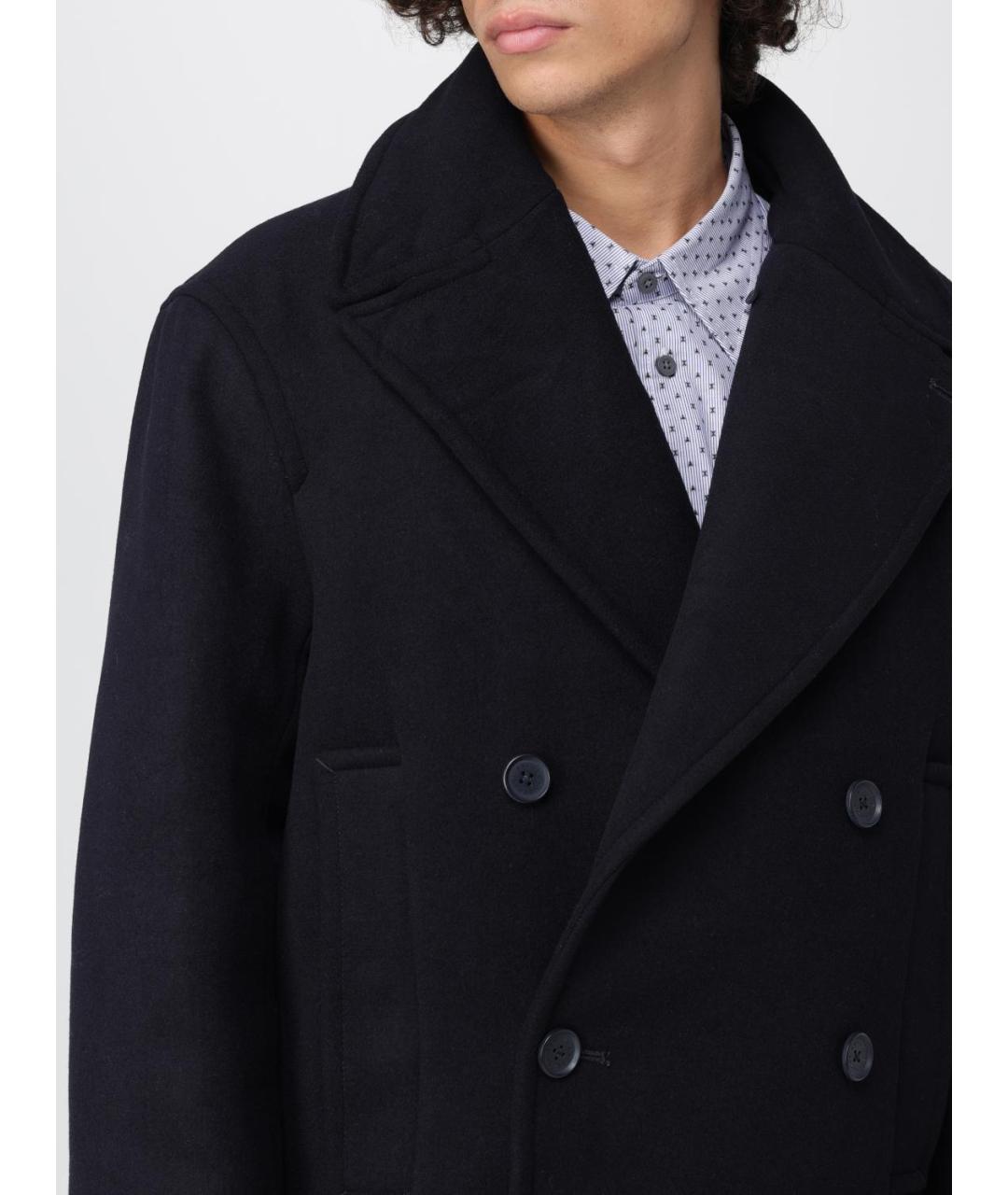 ARMANI EXCHANGE Темно-синее шерстяное пальто, фото 5