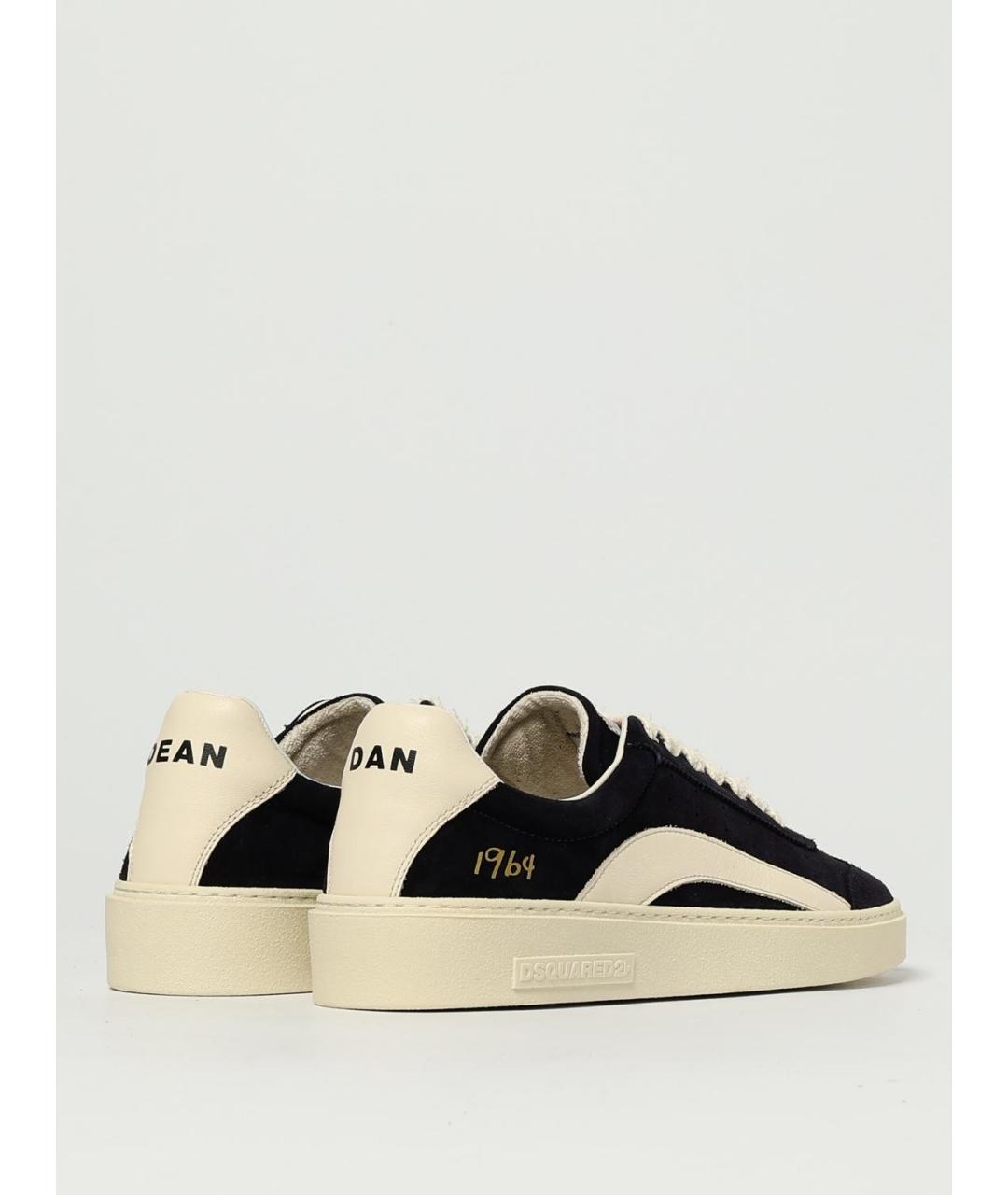 DSQUARED2 Темно-синие кожаные низкие кроссовки / кеды, фото 3