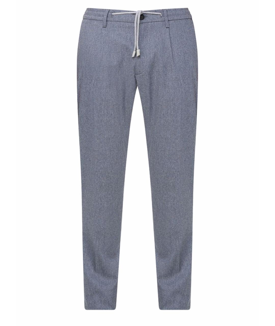 ELEVENTY Голубые шерстяные повседневные брюки, фото 1
