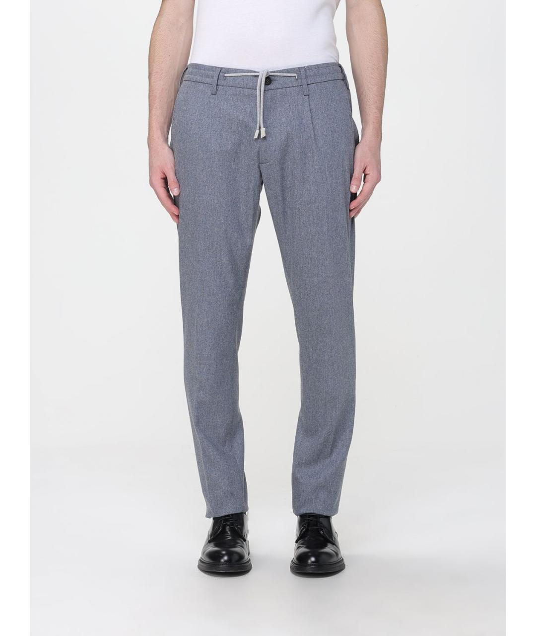 ELEVENTY Голубые шерстяные повседневные брюки, фото 4