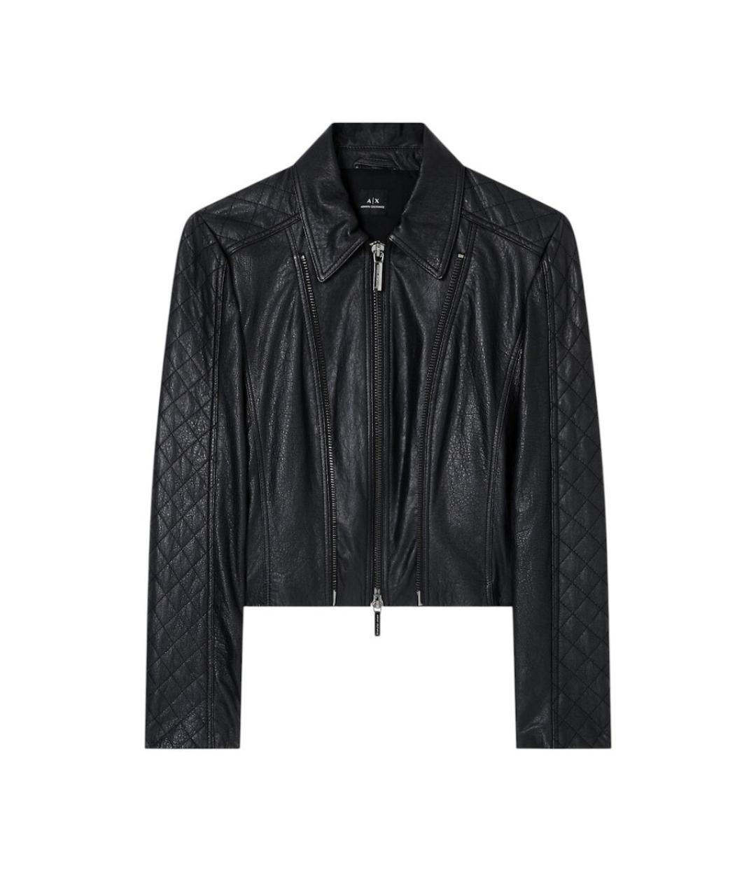 ARMANI EXCHANGE Черная кожаная куртка, фото 1