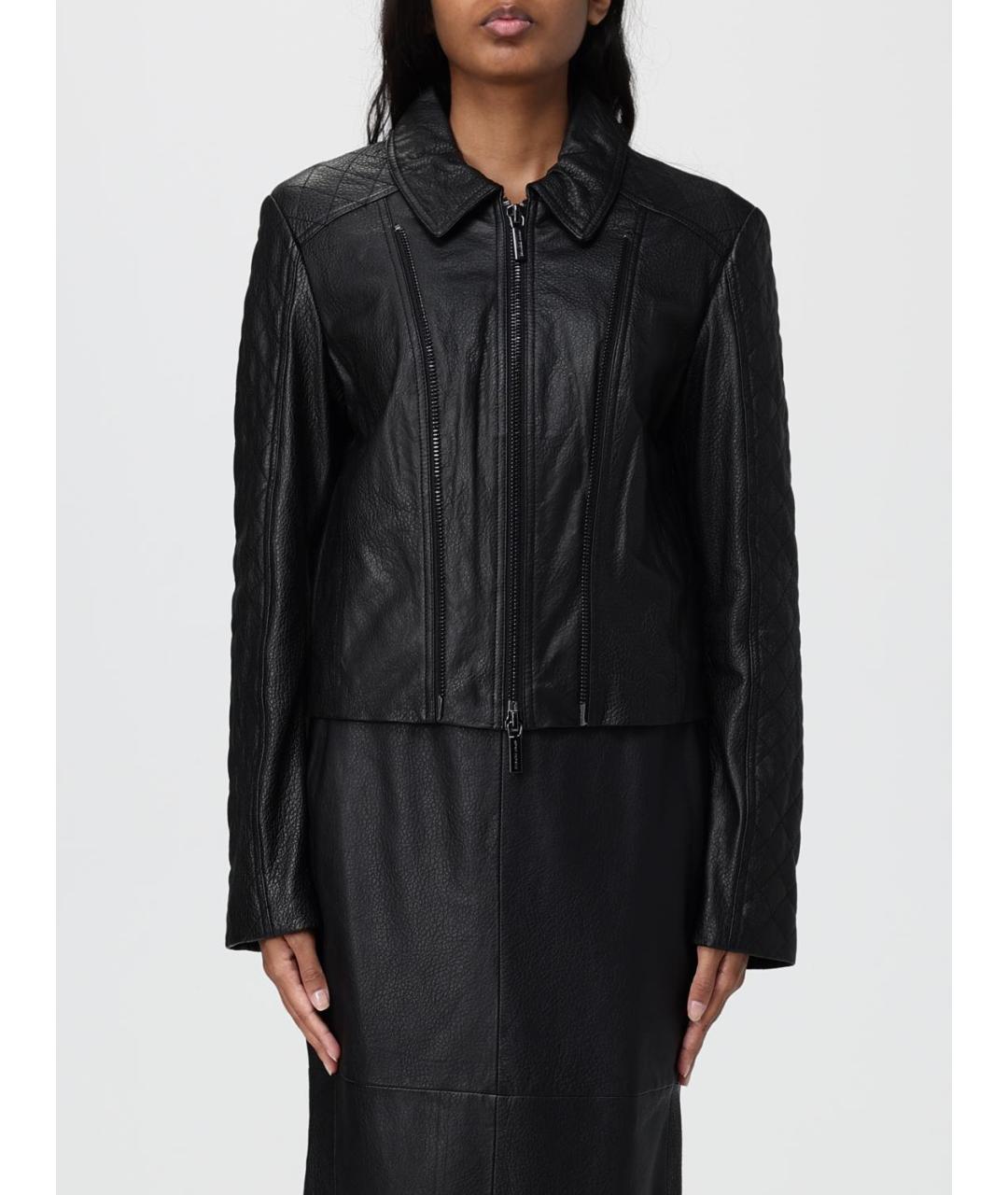ARMANI EXCHANGE Черная кожаная куртка, фото 2